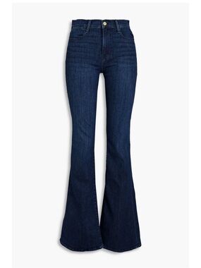 FRAME Le High-Rise Flare Jeans in Dark Blue